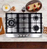 850SLTX-E 30 in. Gas Cooktop with 5 Burners, Counter-Top Cooker with Cast Iron Grate Stove-Top, Melt-Proof Metal Knobs in Stainless Steel